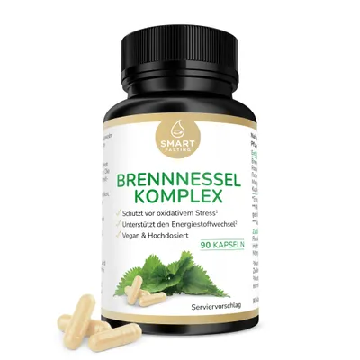 Produktbild von Brennnessel Komplex - mit Mangan & Kupfer - Vegan & hochdosiert - 90 Kapseln