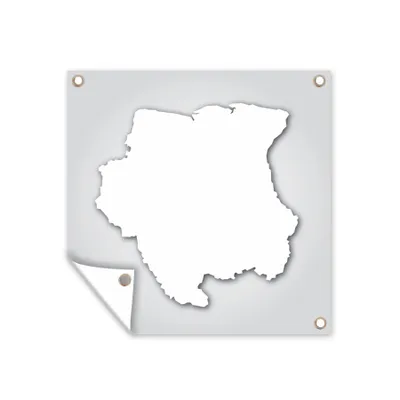 Obrázok produktu pre MuchoWow® Vonkajší plagát - Záhradná dekorácia ochrana súkromia - Záhradné plagáty pre záhradu - Ilustrácia mapy Surinamu v bielej farbe - 100x100x0.2cm