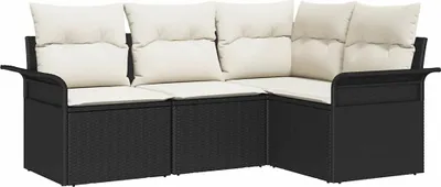 Obrázek produktu pro vidaXL Zahradní set křesel, 4 kusy, černá barva, polyratan