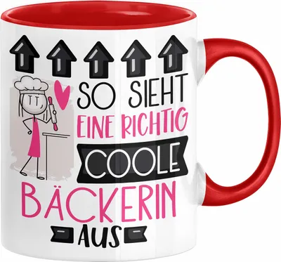Produktbild von Bäckerin Geschenk Tasse Lustig Geschenkidee für Bäckerin Geburtstag So Sieht Eine Richtig Coole Bäckerin Aus Frauen Spruch (Rot)
