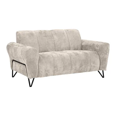 Produktbild von Sofa VOLARE - 2-Sitzer Couch - Moderner Polstersofa - Chenille Vega in Creme, dekorative schwarze Metallbeine