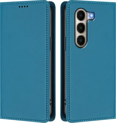 Image de Étui en cuir pour itel A95, étui à rabat magnétique en cuirPolyuréthaneavec support, bleu lac
