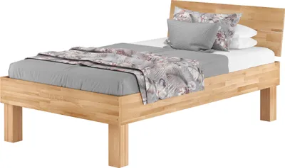 Produktbild von Einzelbett extra stark Buche 120x200 hohes Massivholzbett Seniorenbett Zubehör wählbar V-60.81-12ohne Zubehör