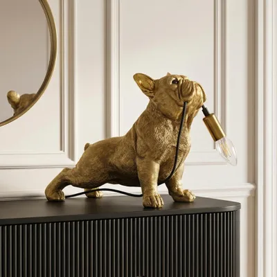 Produktbild von riess-ambiente Tischlampe BULLDOG 35cm gold Polyresin Hunde-Skulptur Kippschalter E14