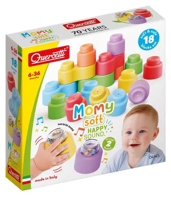 Produktbild von Quercetti Bausteine Babyspielzeug mit Geräusch - 18 Stück