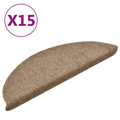 Obrázek produktu pro Schodové rohože samolepicí 15 ks 56 x 17 x 3 cm béžové, půlkulaté