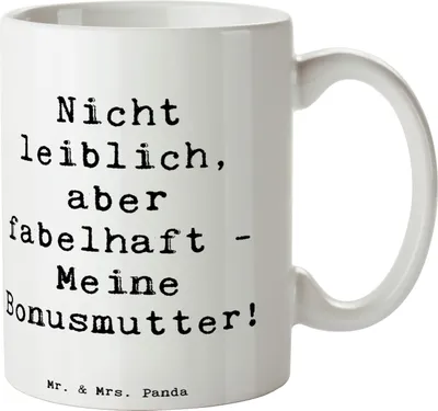 Produktbild von Mr. & Mrs. Panda Kaffeetasse Spruch Bonusmutter - Weiß - Geschenk, Geschenke, Familie, Handarbeiten, Tasse, Pott, nicht leiblich, für büro, Wertschätzung, Elternteil