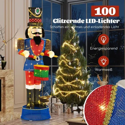 Image de Casse-noisette de Noël illuminé de 185 cm avec tambour