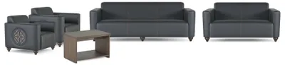 Produktbild von Graue Kunstleder Sitzmöbel Arbeitszimmer Sofas Sessel 5tlg Set