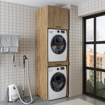 Image de Armoire à lave-linge Roomart DUO-I, largeur 67 cm, en chêne