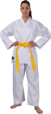 Produktbild von Taekwondo Anzug Traditional Light mit Schnürung weiß 7,5 oz Mischgewebe, Set (Jacke, Hose, weißer Gürtel)