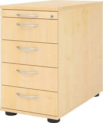 Produktbild von bümö office Standcontainer - mit 4 Schubladen - Nachbildung Ahorn, Griff: Bogengriff (Metall)