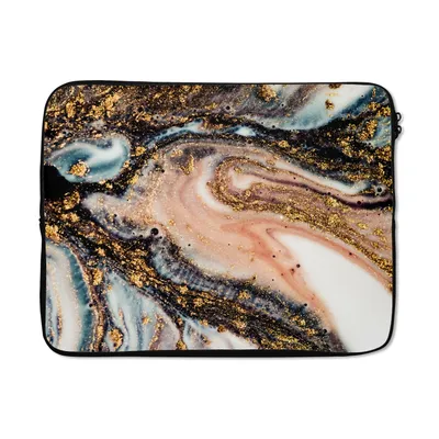 Produktbild von MuchoWow® Laptop Hülle 15 Zoll Marmoroptik - Gold - Schwarz - Glitzer - Chic Laptoptasche - Laptoptasche - Sleeve - Rundum-Schutz