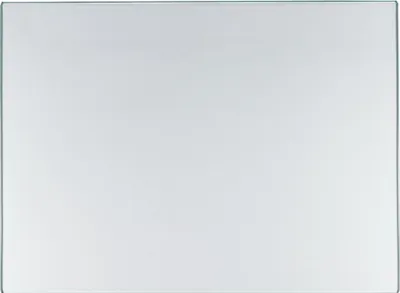 A flat, rectangular glass shelf for a refrigerator.