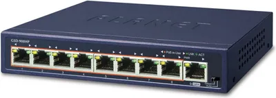Zdjęcie produktu dla PLANET GSD-908HP, Nie zarządzany, Gigabit Ethernet (10/100/1000), Obsługa PoE