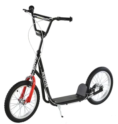 Immagine prodotto di Monopattino per bambini HOMCOM 371-021BK, con freno a mano, nero, 139 x 58 x 90-96 cm - A