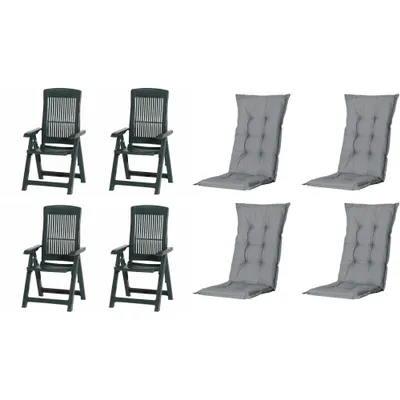 Produktbild von Progarden Klappsessel Tampa mit Auflage 4er Set grün / grau