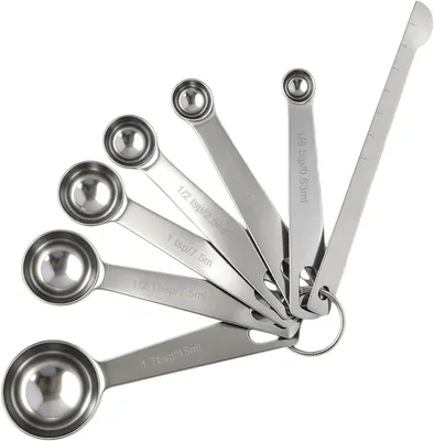 Imagen del producto de Juego de cucharas medidoras de acero inoxidable, de 6 piezas, apilables, para la cocina