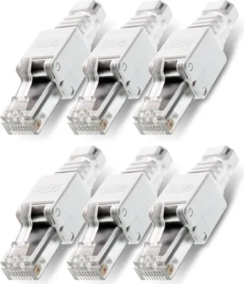 Produktbild von 6x Netzwerkstecker CAT6A RJ45 Werkzeuglose Montage CAT7 CAT6 CAT5 Netzwerk Kabel