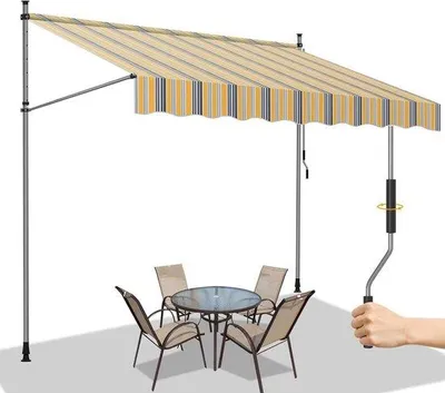 Immagine prodotto di Ombrellone da terrazza - Ombrellone da balcone - 250x120 cm - Giallo e blu