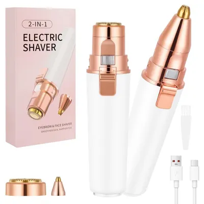 Produktbild von Gesichtshaarentferner für Frauen 2 in 1 USB Augenbrauen Trimmer Elektrisch und Gesichtsrasierer Schmerzfreier Damenrasierer Elektrisch Gesich für Schnelle