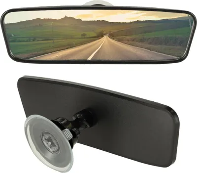 A rearview mirror for a car, shown from the front and back.