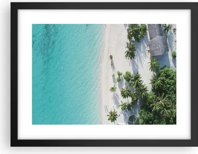 Produktbild von Gerahmtes Poster - Schwarzer Rahmen - Luftaufnahmen himmlisch Strand - 40x30 cm - Wand Bild - Wanddeko - Wandbilder - Kunstposter - Wandposter - Bilderrahmen - Bilder - Kunstdruck - P2BAA40x30-4532