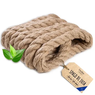 Immagine prodotto di Creative Deco Corda di Iuta 50m | Spessore 24mm | Spago di Juta Marrone Naturale | Fai da Te, Giardino, Progetti Creativi