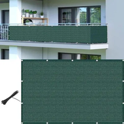 Produktbild von Balkon-Sicherheitsgeflecht aus HDPE - Dunkelgrünes Sichtschutznetz, 140 x 510 cm