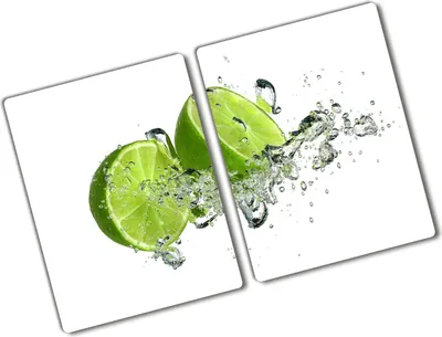 Produktbild von Tulup Glas Herdabdeckplatte - 2x40x52 cm - Glaskeramikkochfeld-Abdeckung Spritzschutz Glasabdeckplatte Kochplattenabdeckung und Schneidebrett - Zweiteilig - Essen & Getränke - Limette unter Wasser - Grün