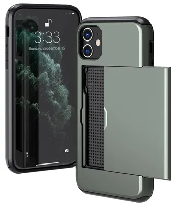 Imagen del producto de Funda Trasera con Ranura para Tarjetas para Apple iPhone 11 - Verde oscuro