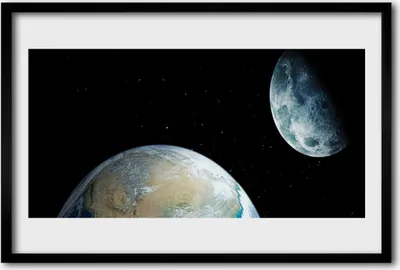 Produktbild von Bild 60x40 MDF-Rahmen Wandkunst Erde Mond-Raum