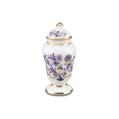 Produktbild von Miniatur Deckelvase Zwiebelmuster aus Porzellan, Handarbeit