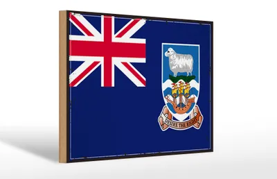 Produktbild von Holzschild Flagge FalklanSteckanschlussln 30x20cm Retro Flag