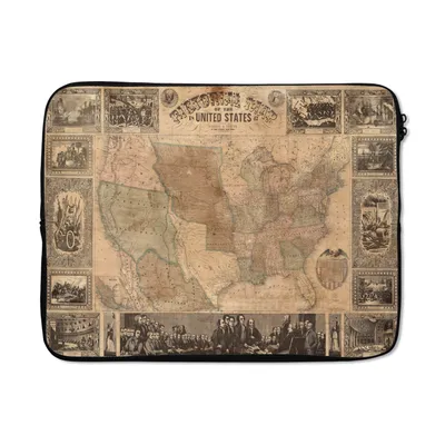 Produktbild von MuchoWow® Laptop Hülle 17 Zoll Laptoptasche Karte - Vintage - Amerika - Zipper - Schutzabdeckung