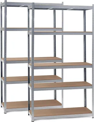 Produktbild von Set 2X Schwerlastregal 100x60x200cm, 200kg/Ablage, Steckregal verzinkt aus Stahl, Lastenregal mit 5 Ablagen, Werkstattregal