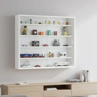 Immagine prodotto di Oulx - Vetrina, 60x80x10h cm Bianco, 4 Ripiani
