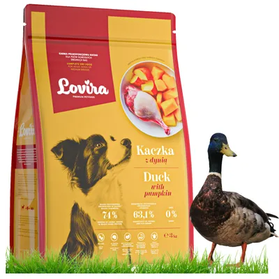 Zdjęcie produktu dla Pełnoporcjowa Karma Sucha Dla Psów Dorosłych LOVIRA Kaczka z Dynią 3kg