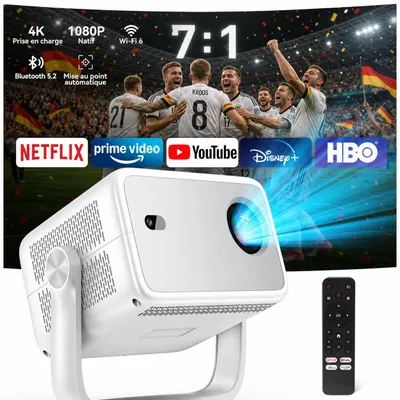 Produktbild von Blackview Huidun PT10 Beamer, 1080P Native, 4K, 360° Deckenprojektion, KI Autofokus, WiFi 6, 10W HiFi, Lizenzierter Streaming, Tragbares Heimkino