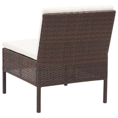 Image de vidaXL Ensemble salon de jardin 8 pièces avec coussins Poly rotin brun