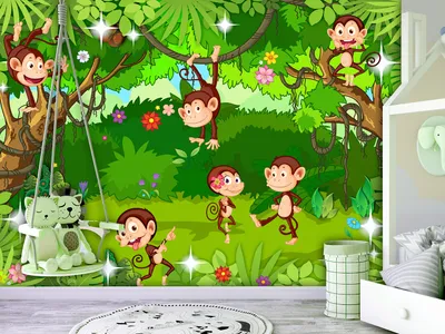 Produktbild von Vlies Fototapete Monkey Affe 400x280 cm Tapeten Wandtapete XXL für Kinder Kinderzimmer Dschungel e-C-0051-a-a