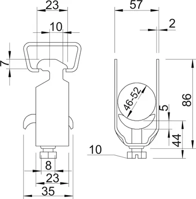 Produktbild von OBO BETTERMANN OBO Bügelschelle 46-52mm 2056 M 52 FT m.Metalldruckwanne 1156071