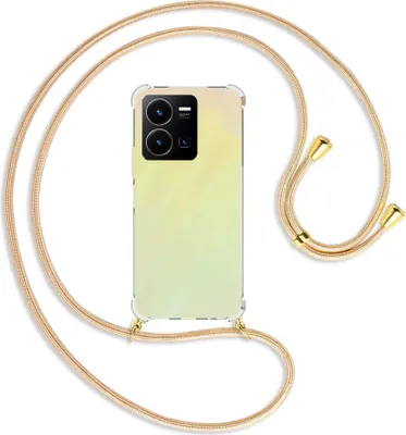 Produktbild von Handykette Backcover-Schutzhülle mit Band (Metall goldfarben) für vivo Y35 4G (6.58''), vivo Y22s - Goldkordel