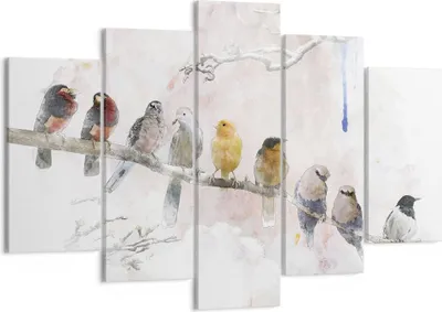 Produktbild von Bild auf Leinwand - Leinwandbild - 5 Teile - Vögel Kanarienvogel Zweig - 150x100cm - Wand Bild - Wanddeko - Wandbilder - Leinwanddruck - Bilder - Wanddekoration - Leinwand bilder - EA150x100-4175