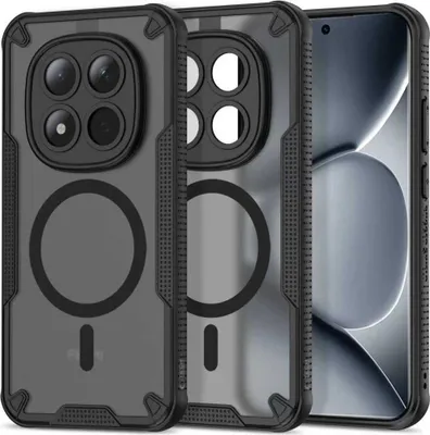 Produktbild von Handyhülle für Xiaomi Redmi Note 15 Pro 5G, Tech-Protect Rugged Shield MagSafe, mattes Rauchfarben mit schwarzem Rahmen