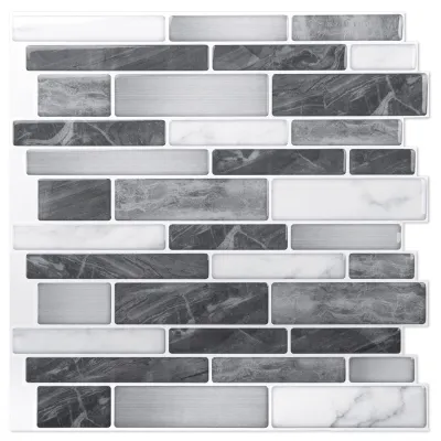 10er-Pack selbstklebende Vinyl-Wandfliesen 30x30 cm grau