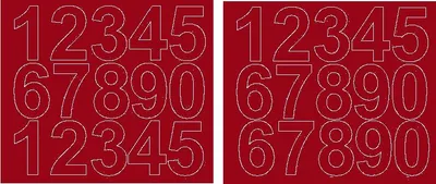Immagine prodotto di Adesivi numerici autoadesivi, 6 cm, rosso scuro, lucidi