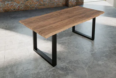 Produktbild von Esstisch Baumkante massiv Akazie stone 200 x 100 schwarz Lauren