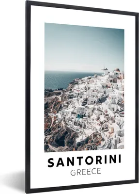 Produktbild von MuchoWow® Gerahmtes Poster Griechenland - Santorin - Berg 60x90 cm - Poster mit Schwarzem Bilderrahmen Wandposter Rahmen Foto Bilder - Kunst