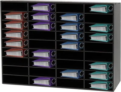 Zdjęcie produktu dla Pojemnik na dokumenty - 36 przegródek - Organizer na dokumenty - PVC - 100x30x61 cm - Czarny